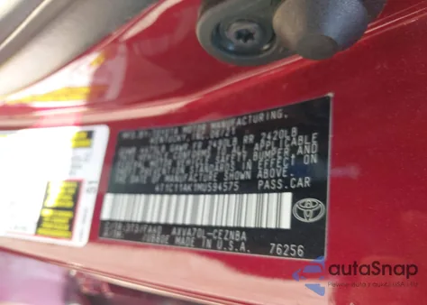 2021 Toyota Camry Le z USA, uszkodzony, nr VIN 4T1C11AK1MU594575